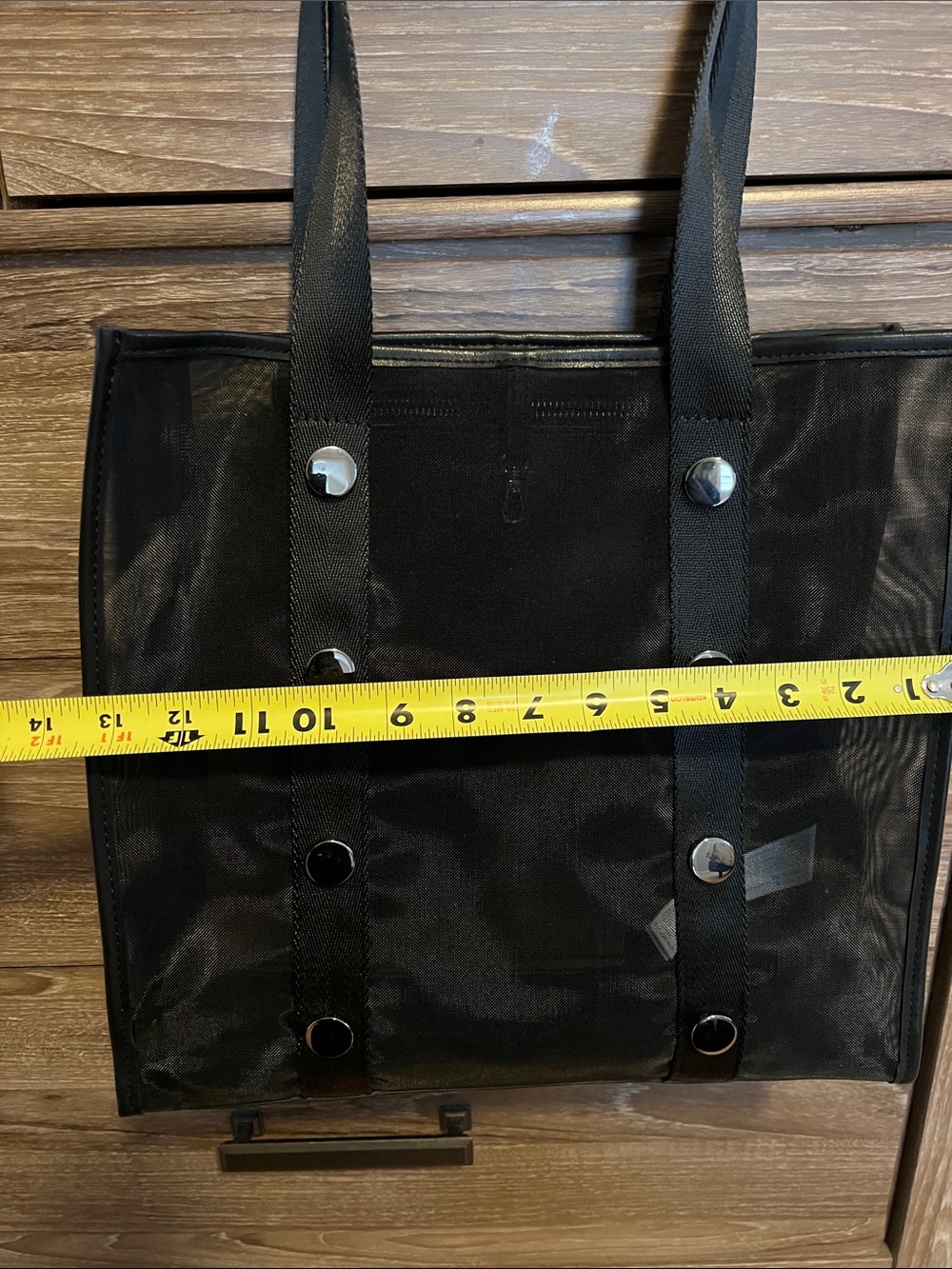 Zara Black Mesh Tote Bag with Stud Detail - Picture 7 of 7